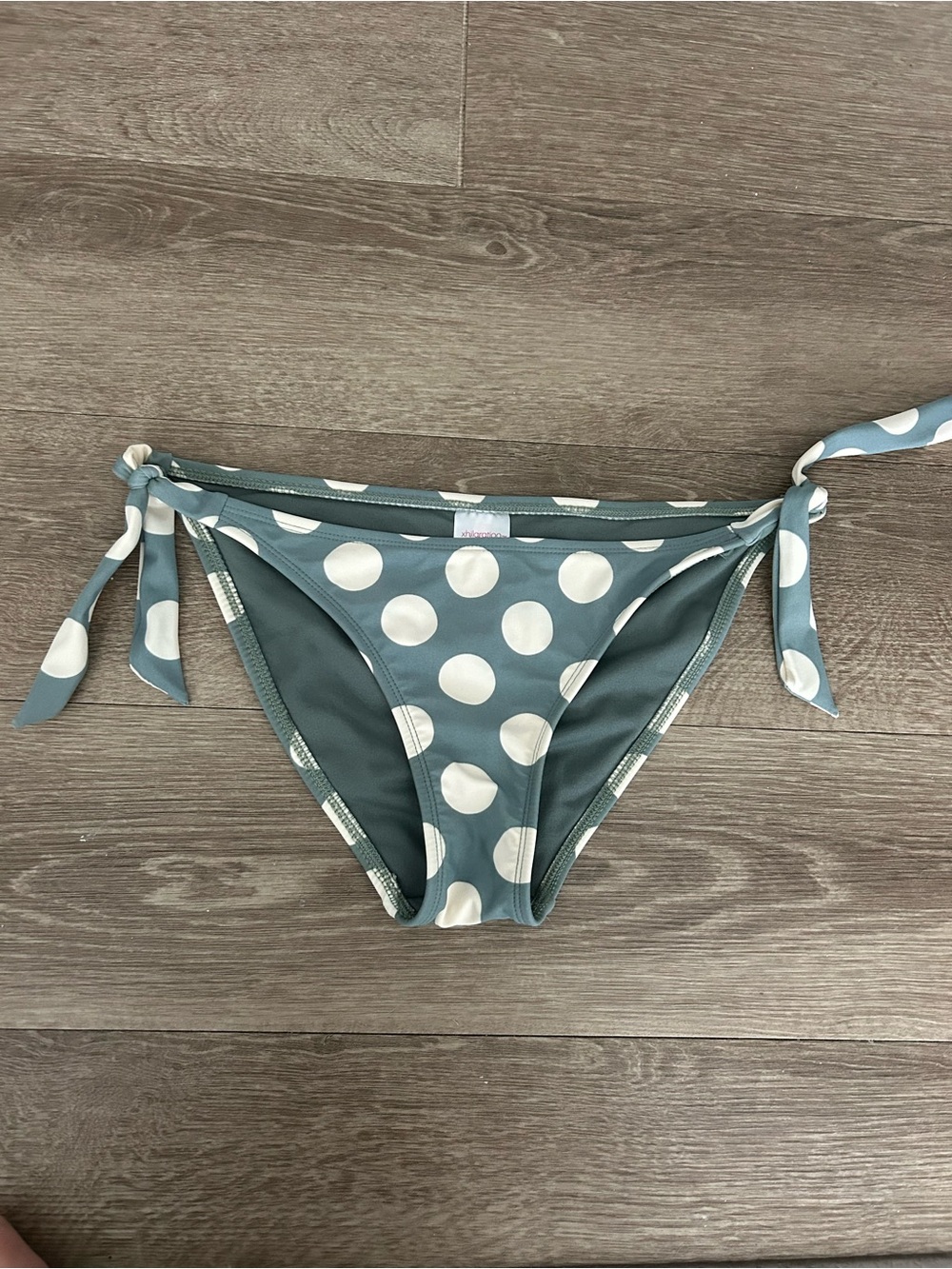 Xhilaration Teal with White Polka Dot Tie-Side Bikini Bottoms